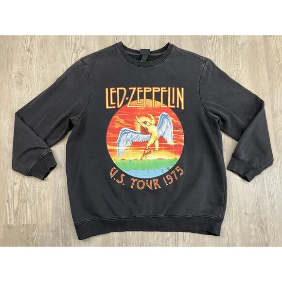 Led Zeppelin H&M U.S. Tour 1975 Print Crewneck Sweatshirt Men’s Size 2XL - Picture 1 of 6
